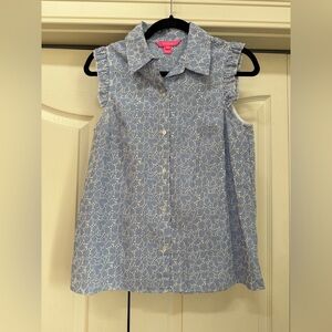 LILLY PULITZER | BNWOT Blue & White Sleeveless Eyelet Blouse